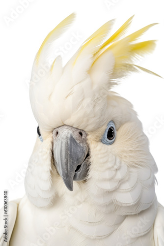 close up of a cockatoo isolated on a transparent background