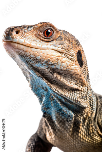 close up of a monitor lizard isolated on a transparent background