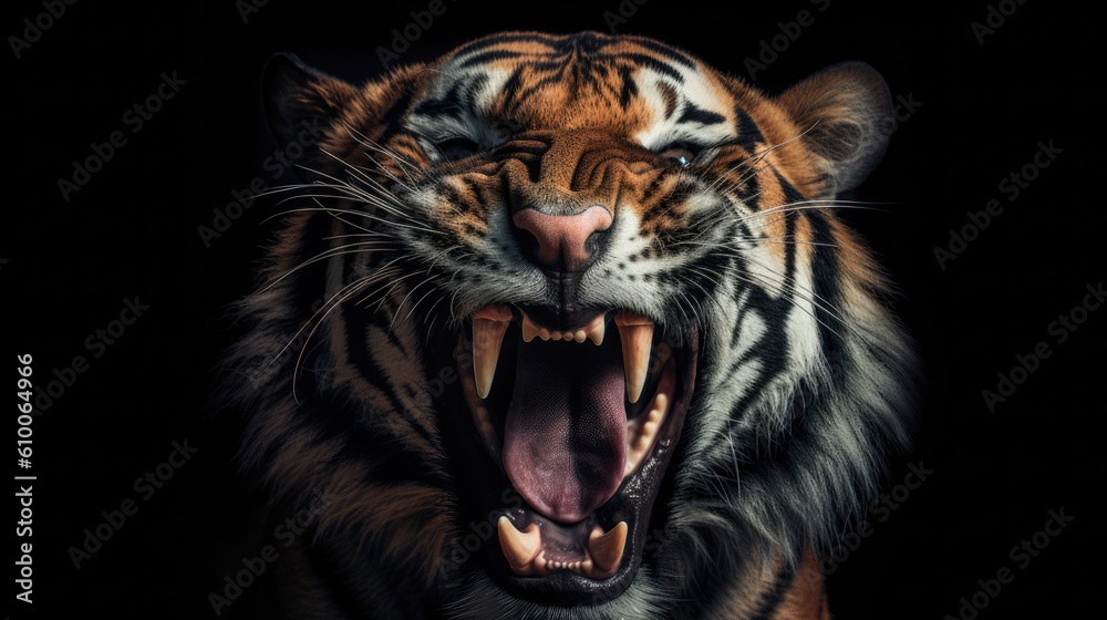 Fototapeta premium tiger roar created with Generative AI technology