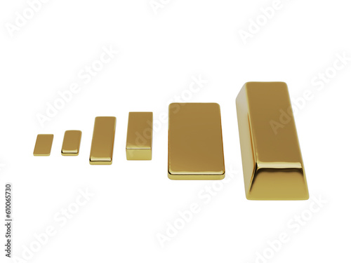 3d rendered gold cast bar shape