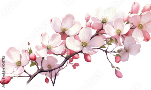 Watercolor painting of Flowering dogwood on white paper Floral illustration Bouquet photo