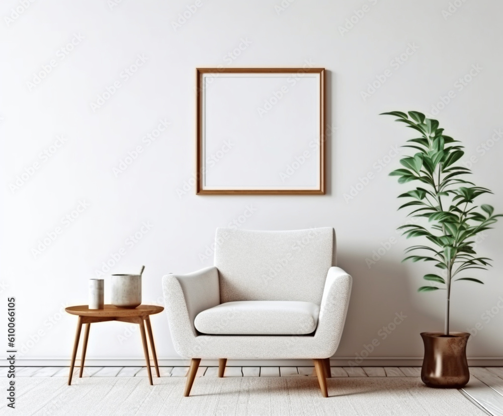 Minimalist Picture Frame Mockup on White Wall Texture Minimalist Picture Frame Mockup on White Wall Texture