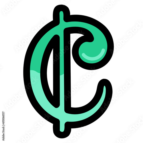 alla breve cut time filled outline icon style