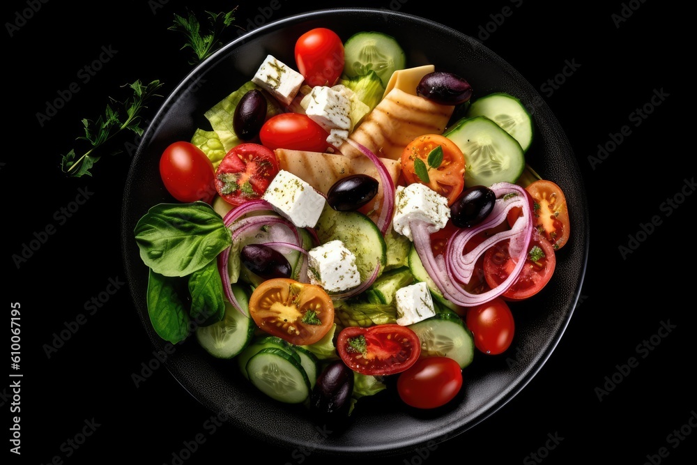 stock photo of greek salad flat lay Food Photography AI Generated stock photo of greek salad flat lay Food Photography AI Generated