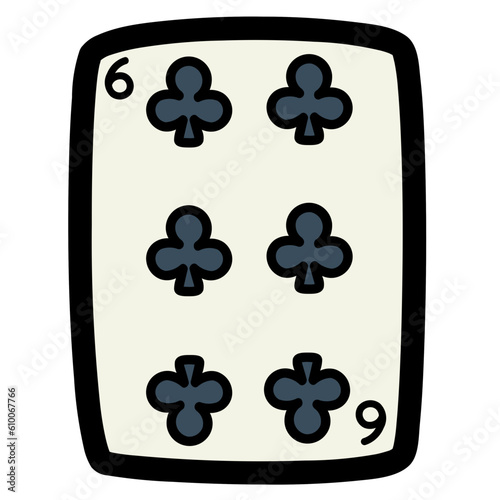 six of clubs filled outline icon style