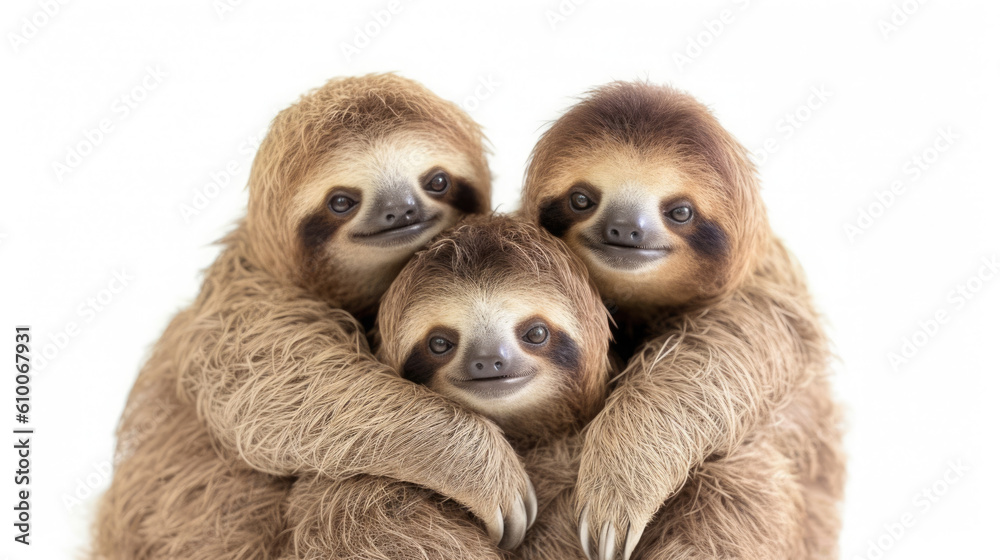 ภาพประกอบสต็อก Faultier Familie ergeben ein Herz - drei Faultiere