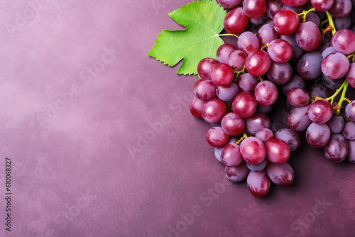 Ripe grapes on a solid  bright background with a copy space for text, isolated, Generative AI