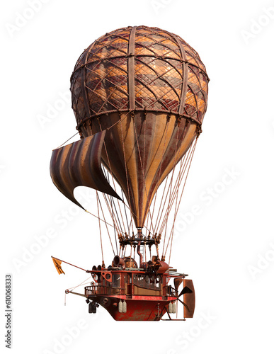 3d render steampunk  hot air balloon scifi ship