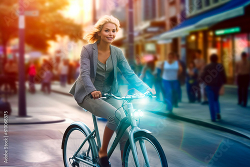 Modern woman riding a trking bike. AI generativ © Dar1930