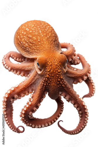 close up of a octopus isolated on a transparent background