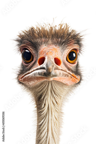 close up of a ostrich isolated on a transparent background