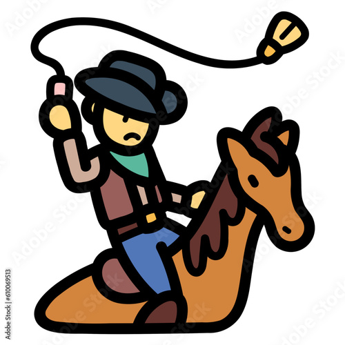 cowboy filled outline icon style