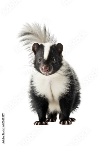 close up of a skunk isolated on a transparent background