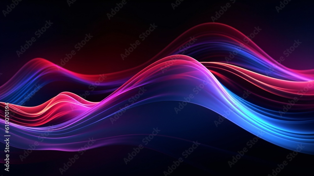 Dark wave neon lights line background. generative ai Dark wave neon lights line background. generative ai
