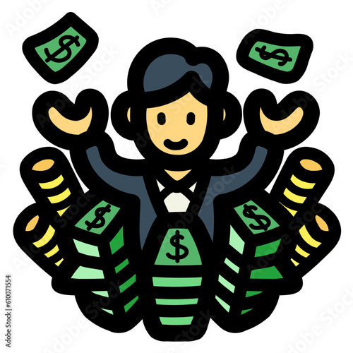 millionaire filled outline icon style