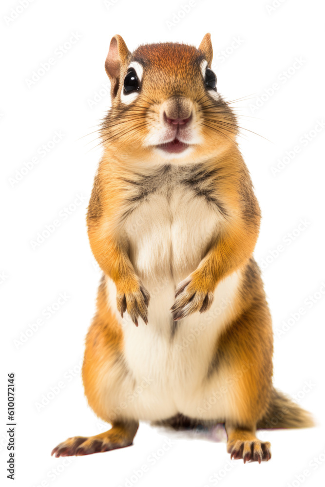 close up of a chipmunk isolated on a transparent background