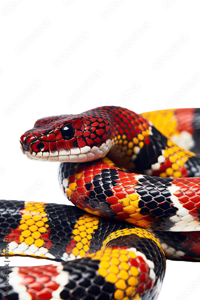close up of a coral snake isolated on a transparent background close up of a coral snake isolated on a transparent background