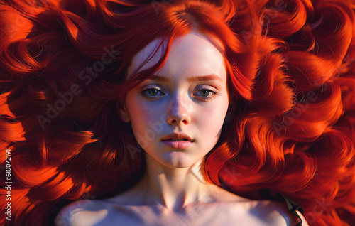 portrait of a woman with red hair  generative ai