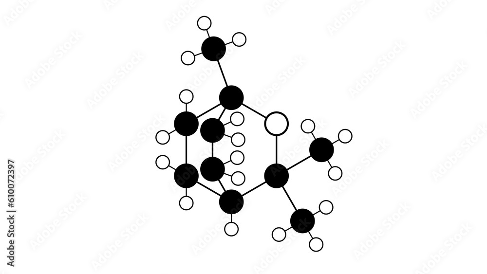 eucalyptol molecule, structural chemical formula, ball-and-stick model, isolated image cineole