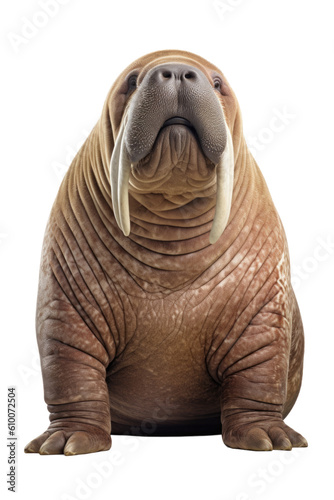 close up of a walrus isolated on a transparent background