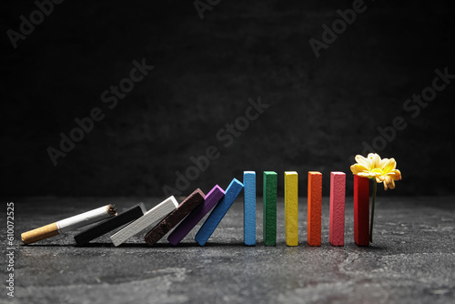Row of colorful chalks, cig...