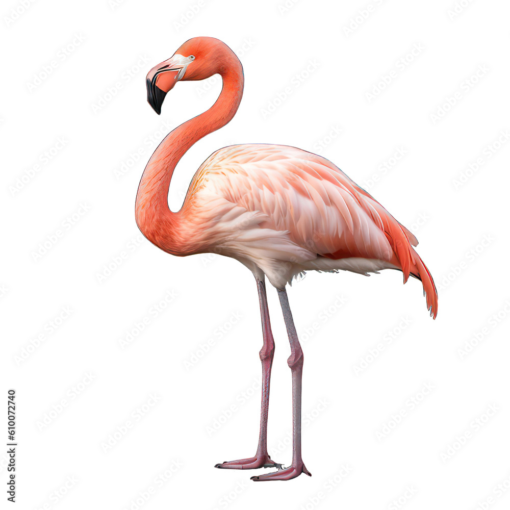 Flamingo isolated on white created with Generative AI