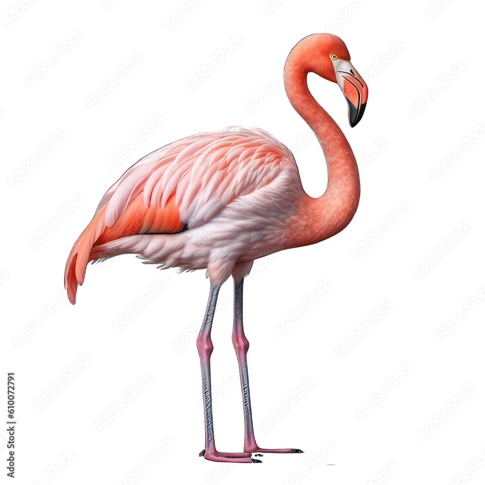 Flamingo isolated on white created with Generative AI