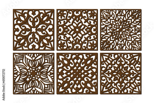 laser cut square coaster vector illustration design bundle