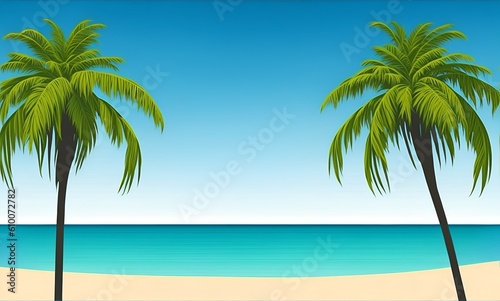 palm trees border on the beach