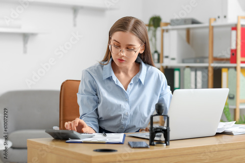 Female accountant working w...