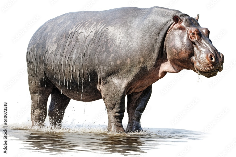 Naklejka premium hippo isolated on white background. Generated by AI.