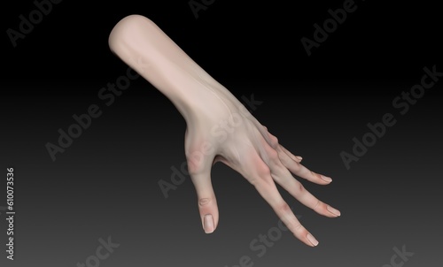 Female Arm and Hand Sculpt pose render of background. 3d rendering