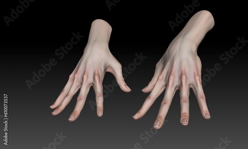 Female Arm and Hand Sculpt pose render of background. 3d rendering