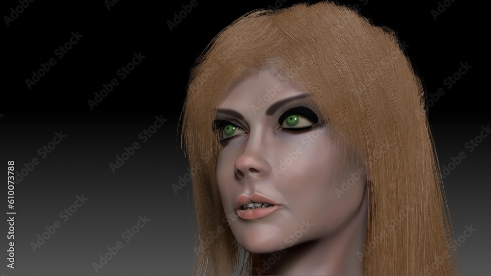 Fototapeta premium Female Head Sculpt pose render of background. 3d rendering