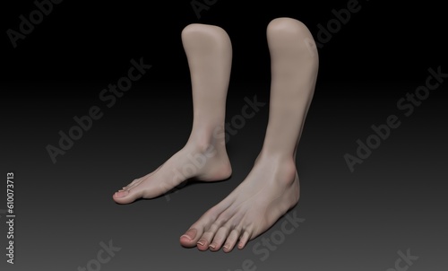 Female Foot Sculpt pose render of background. 3d rendering
