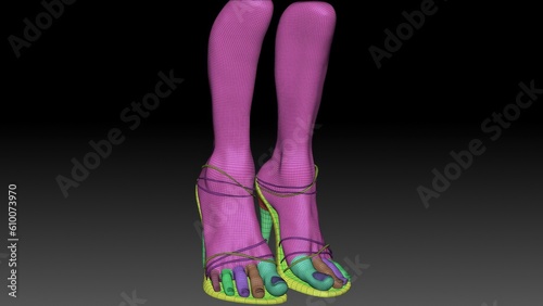 Female Feet Sculpt 3d render of background. 3d rendering