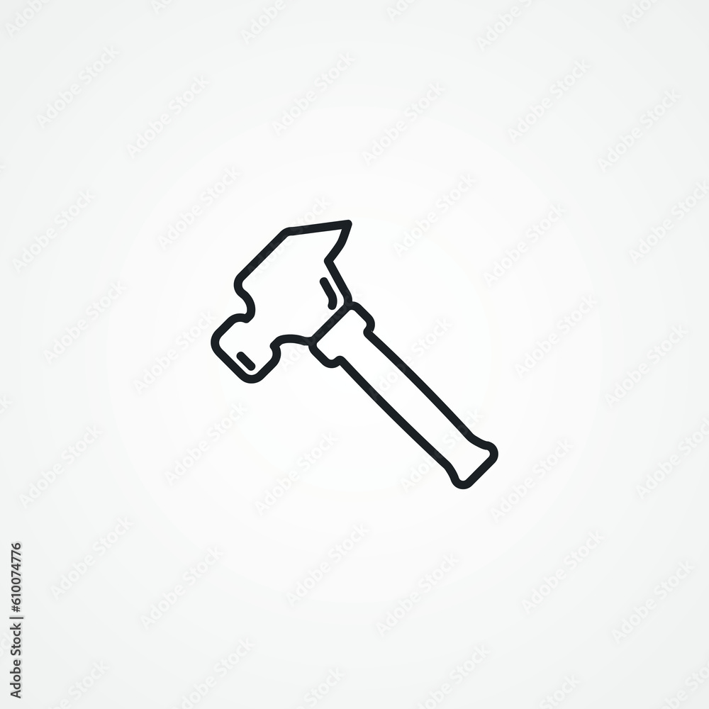 Hammer line icon, repair hammer linear icon. Hammer line icon, repair hammer linear icon.