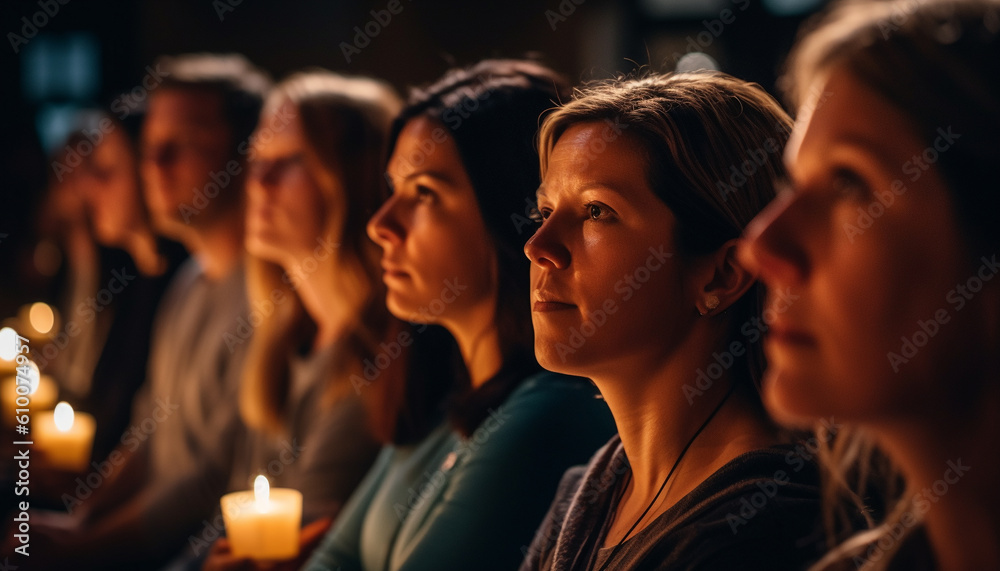 Fototapeta premium Young adults and women smiling, enjoying nightlife at a nightclub generated by AI