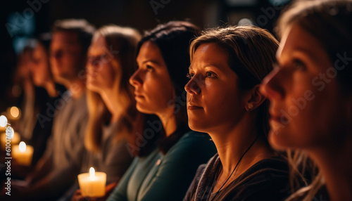 Young adults and women smiling, enjoying nightlife at a nightclub generated by AI