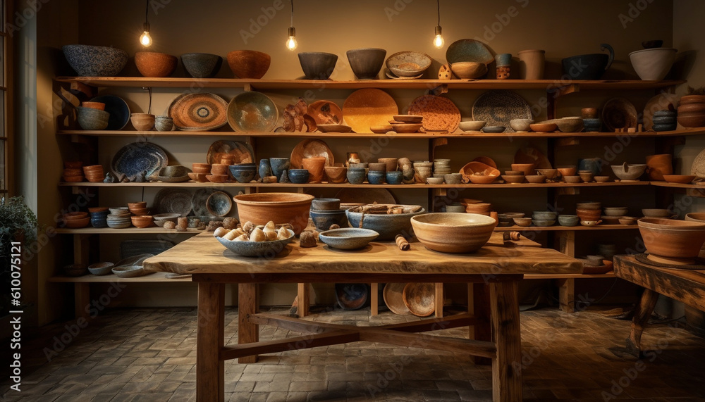 Indigenous pottery collection showcases creativity and rustic design variations generated by AI