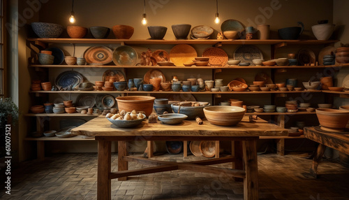 Indigenous pottery collection showcases creativity and rustic design variations generated by AI