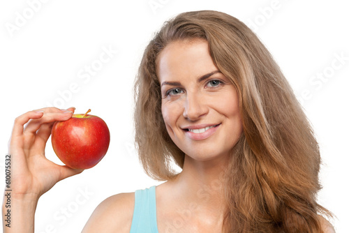 Young woman holding an apple