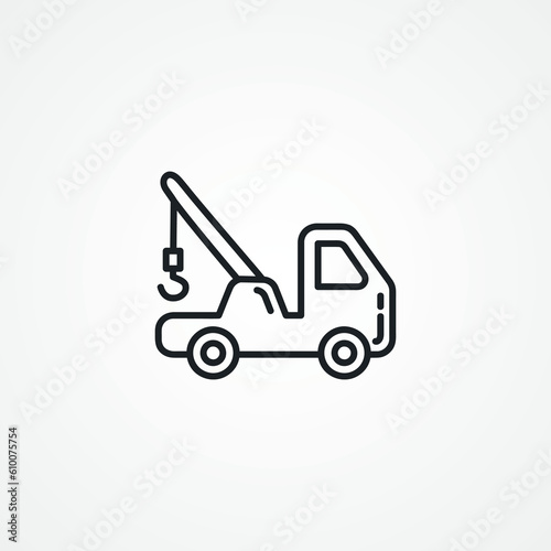 Tow truck line icon, Tow truck outline icon.