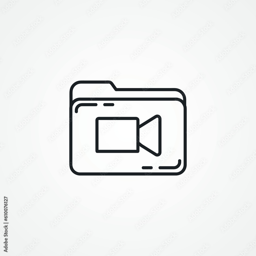 Media Documents or video property files icon. folder with video files line icon. Media Documents or video property files icon. folder with video files line icon.