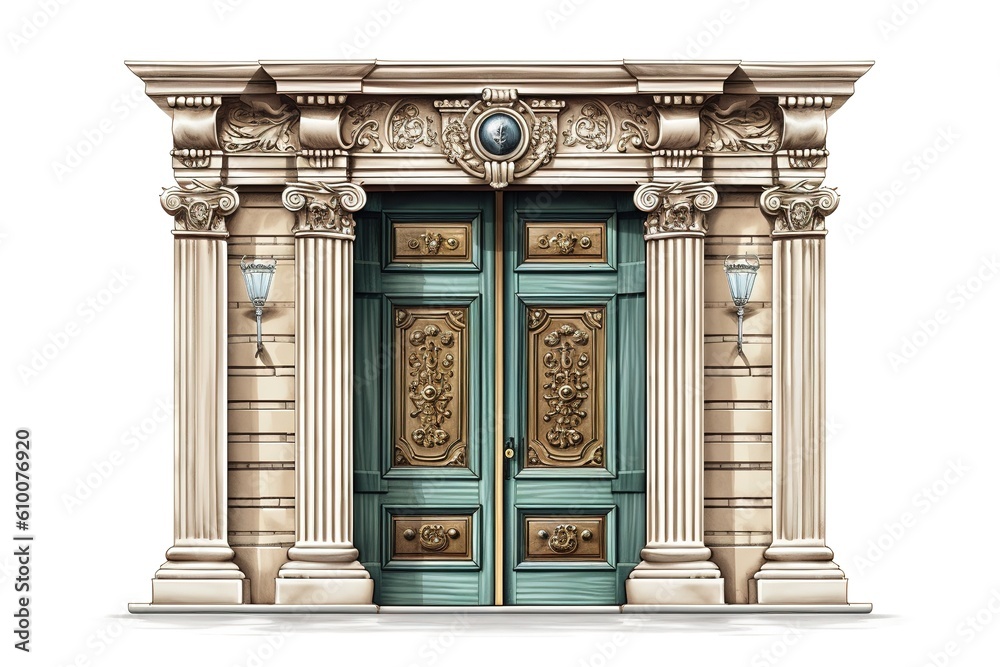 Obraz premium front door isolated on white background. Generated by AI.