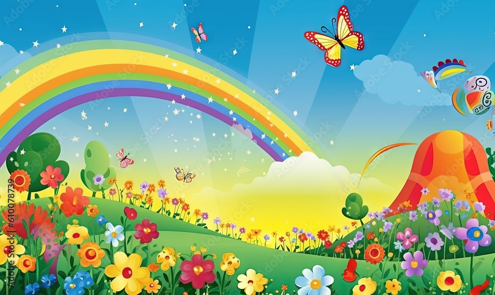 a colorful landscape with a rainbow and a rainbow in the sky and a rainbow in the sky and a rainbow in the sky and a rainbow in the ground. generative ai a colorful landscape with a rainbow and a rainbow in the sky and a rainbow in the sky and a rainbow in the sky and a rainbow in the ground. generative ai
