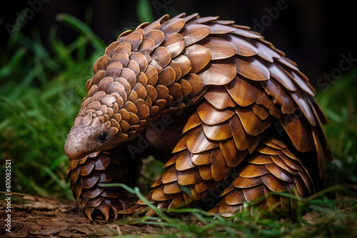 Endangered Pangolin in Natural Habitat: Unique Wildlife Photography - Environmental Conservation Concept
