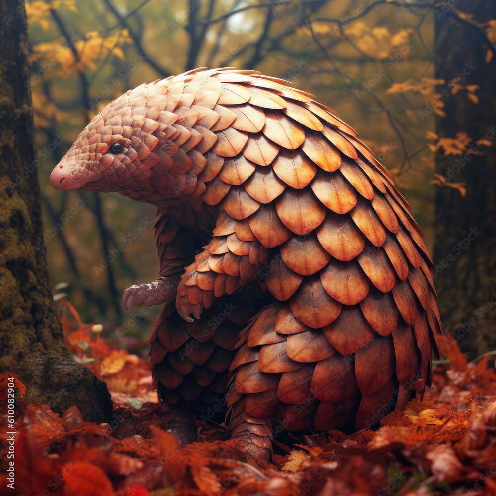 Endangered Pangolin in Natural Habitat: Unique Wildlife Photography - Environmental Conservation Concept