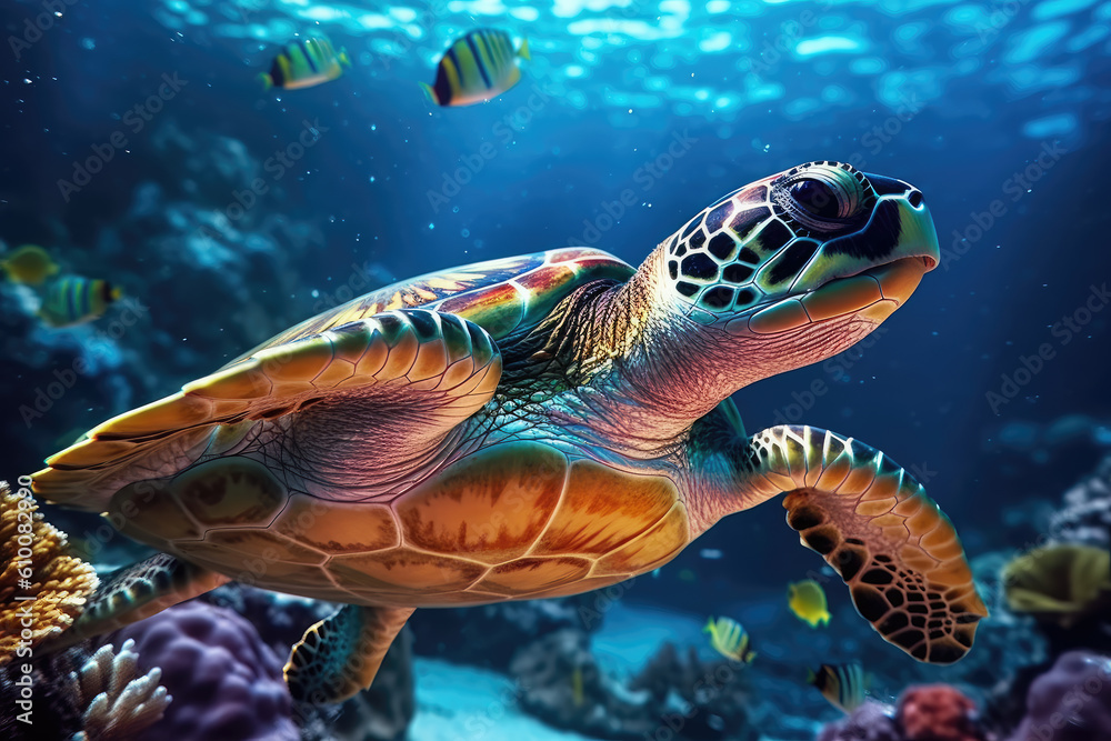 Obraz premium Sea turtle under water