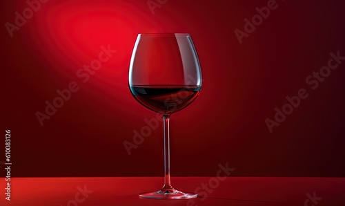  a glass of red wine sitting on a table next to a red wall with a red light in the background and a red light in the middle of the glass. generative ai